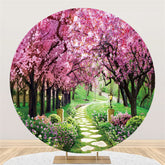 Cercle Printemps Fleur Arbre Parc Joyeux Anniversaire Toile de Fond